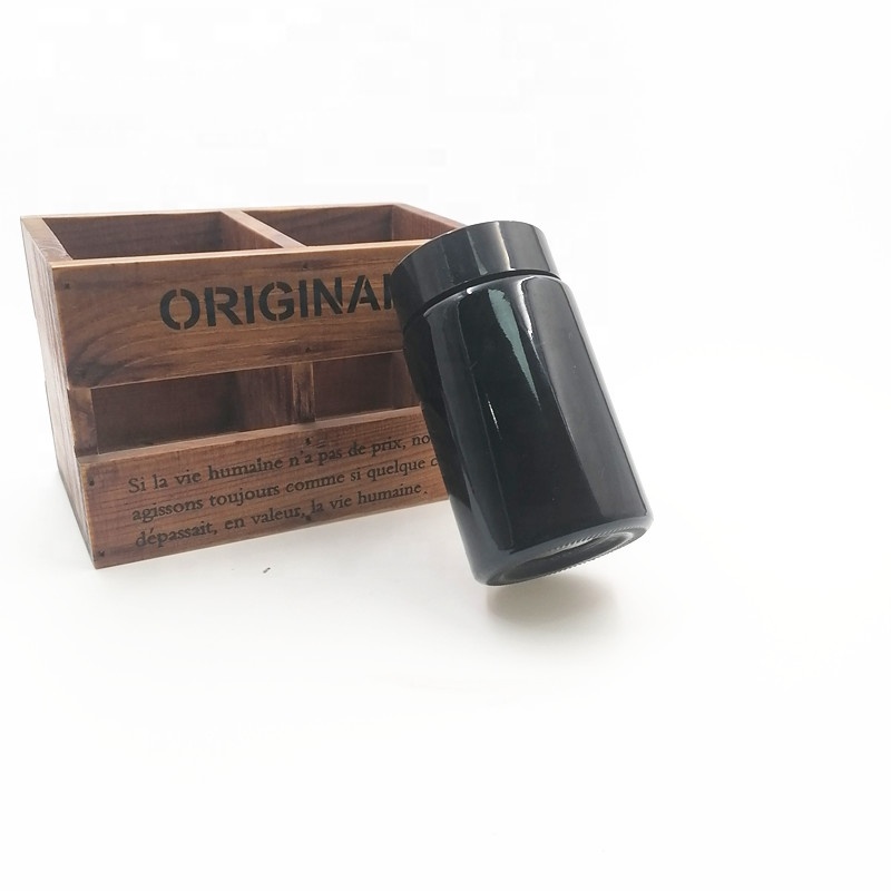 candle bottle 6oz 180ml raw materials amber canister weeds herbs glass jar face cream bottle hard ABS plastic cap black color