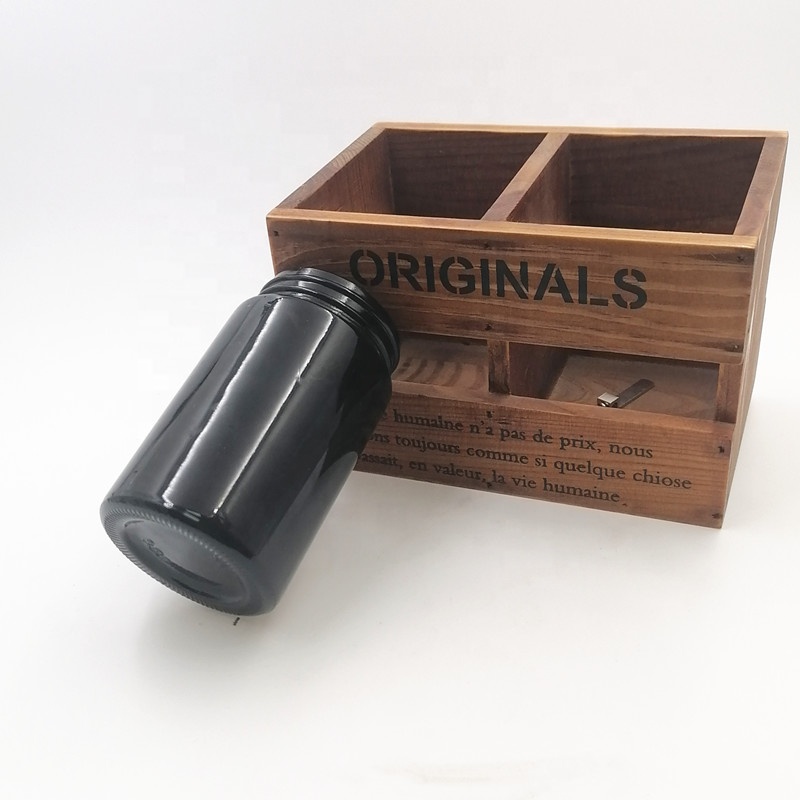 candle bottle 6oz 180ml raw materials amber canister weeds herbs glass jar face cream bottle hard ABS plastic cap black color