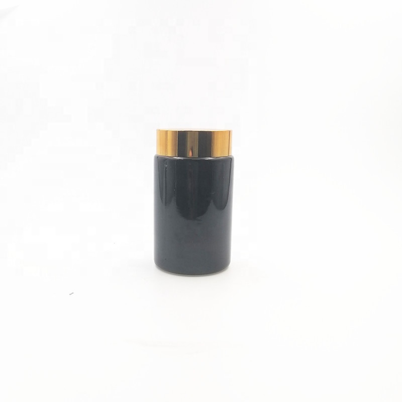 candle bottle 6oz 180ml raw materials amber canister weeds herbs glass jar face cream bottle hard ABS plastic cap black color