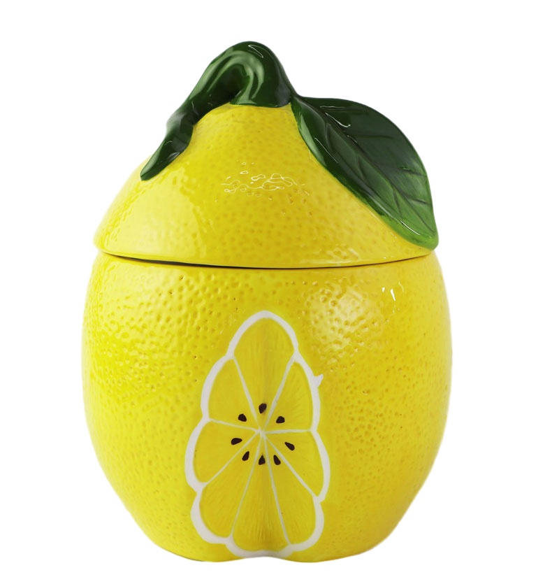 ceramic summer fruit Lemon shaped cookie jar tea canister sugar pot