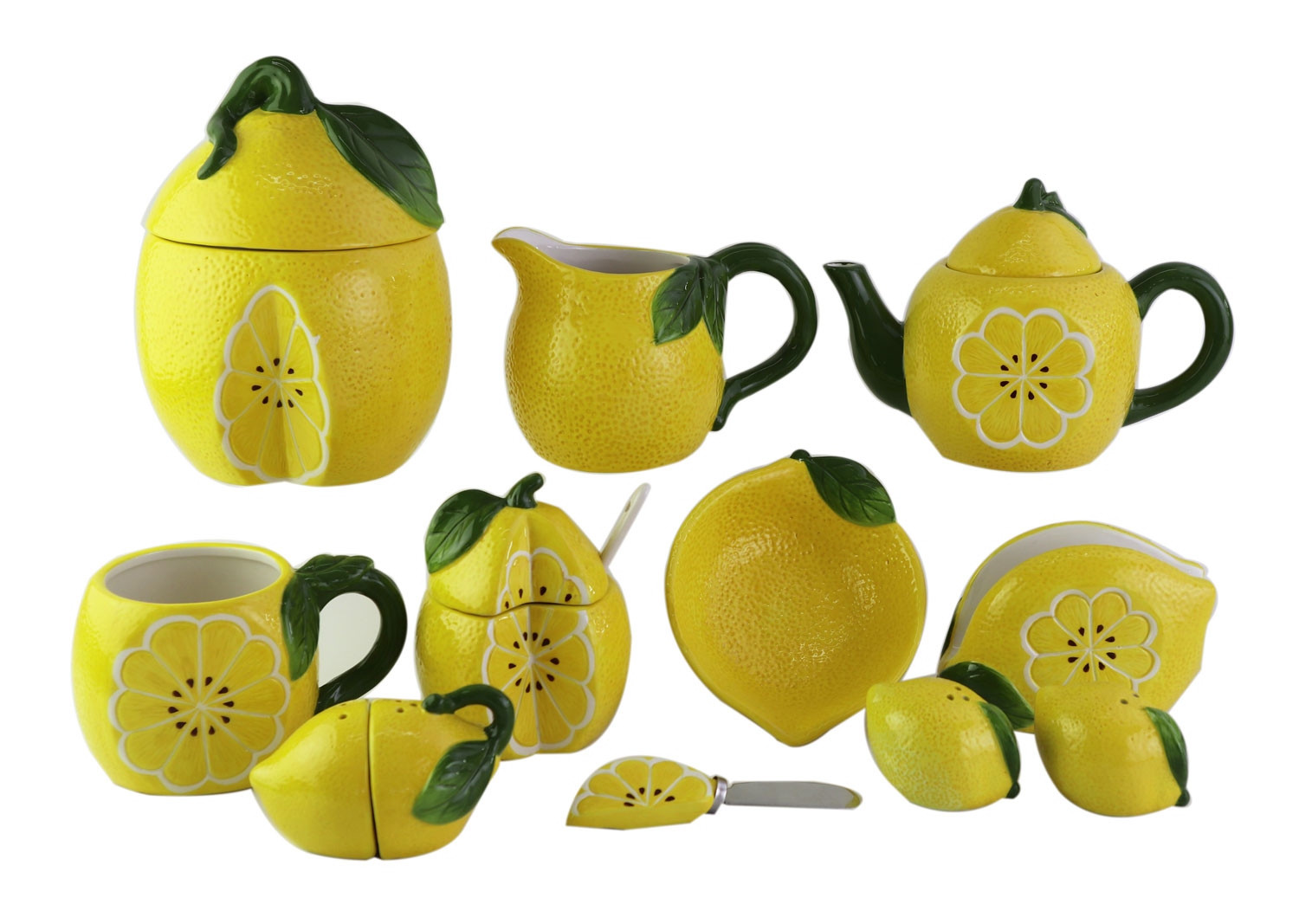 ceramic summer fruit Lemon shaped cookie jar tea canister sugar pot