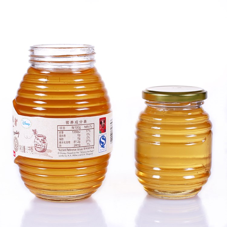 cheap 100ml 180ml 350ml 730ml Beehive honeycomb shape glass honey jars