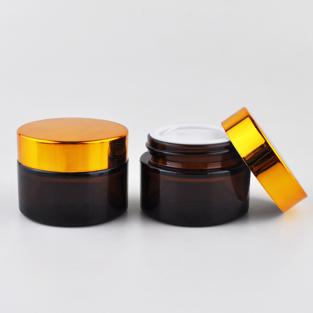 cheap 100ml frosted glass jar with aluminum cap cosmetic jar amber glass wide mouth