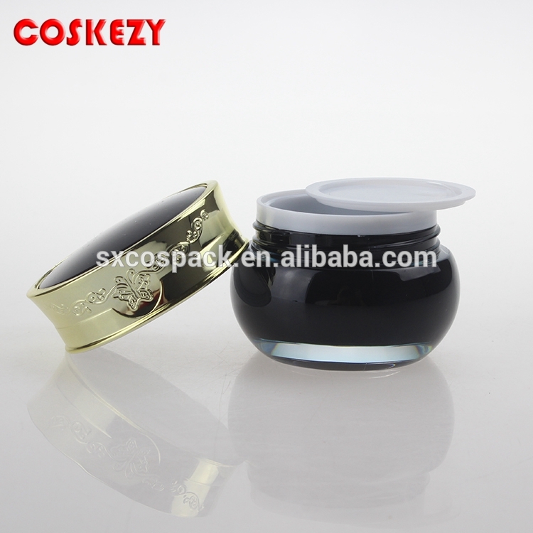 cheap 20g black cosmetic plastic jar with lid, empty acrylic jar for eye cream