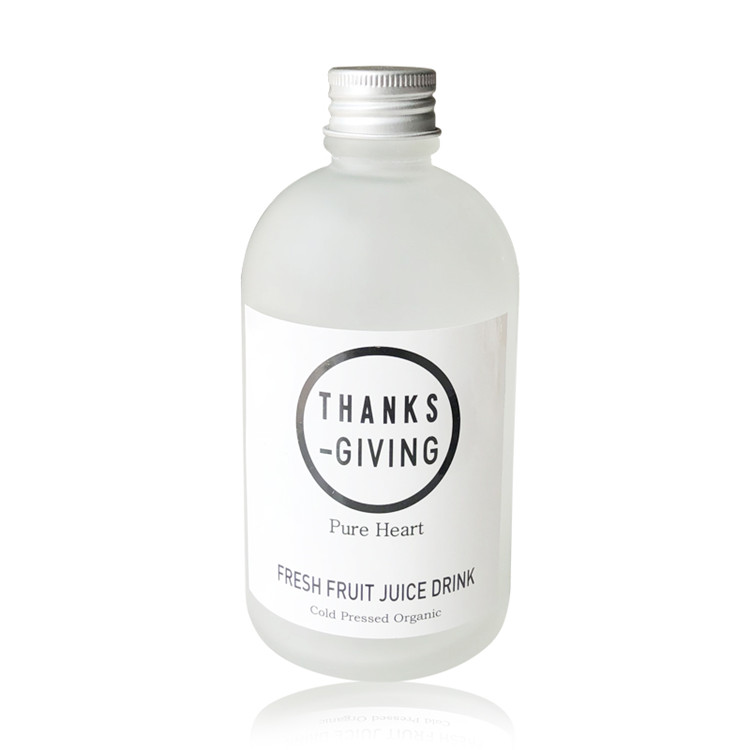 cheap 270ml 350ml 500ml clear or frosted round glass drinking bottle with screw cap