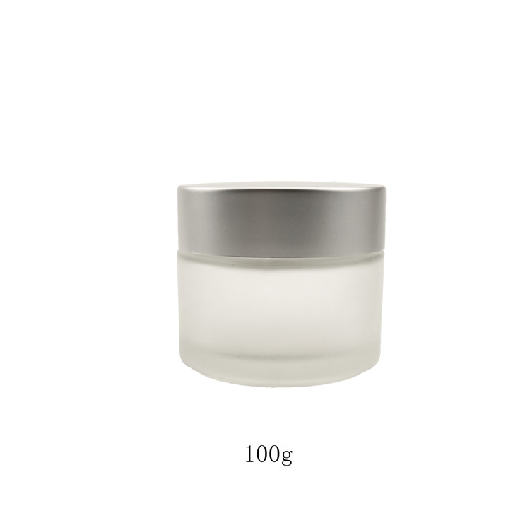 cheap 2oz Straight Sided Clear Frosted Glass Jars, 60ml Airtight Glass Jar with Shiny /Matte silver Lids