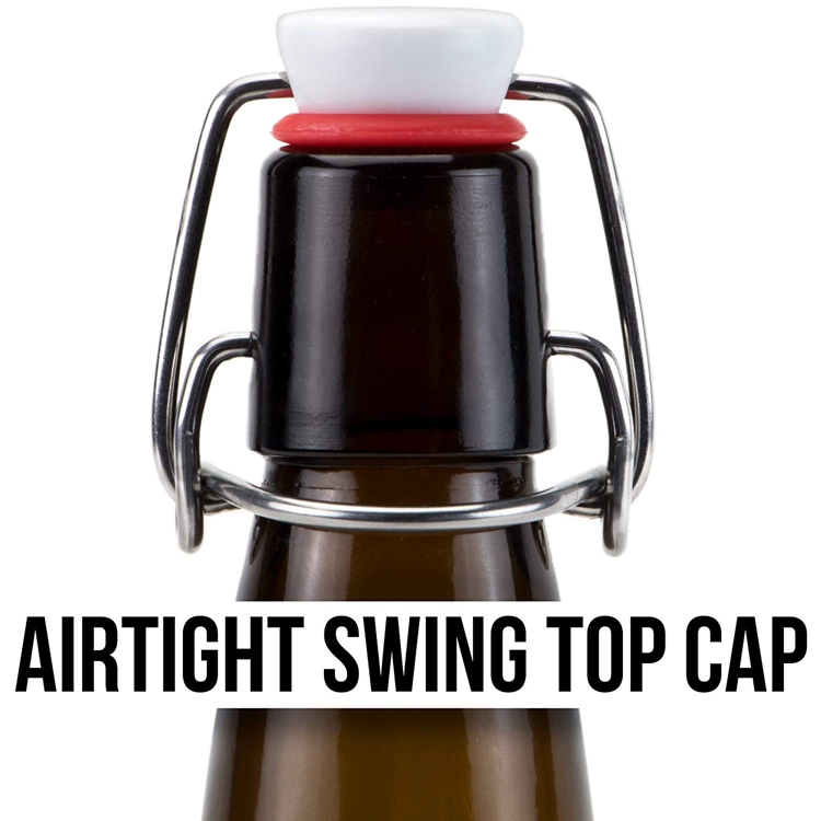 cheap 300ml amber beer glass bottle oil sauce cold pressed beverage juice glass bottle with swing top 10oz