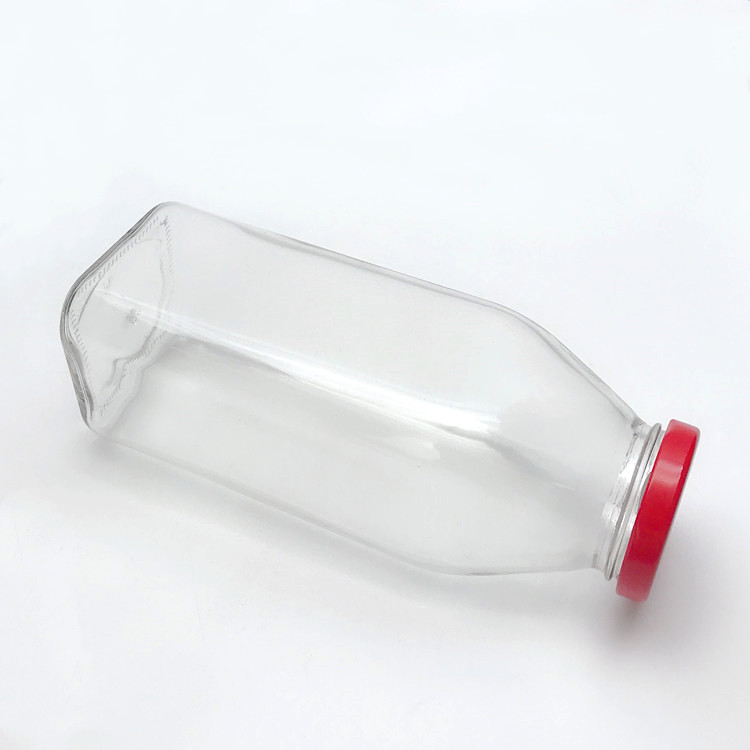cheap 500ml square glass drinking bottle for cold brew with metal cap
