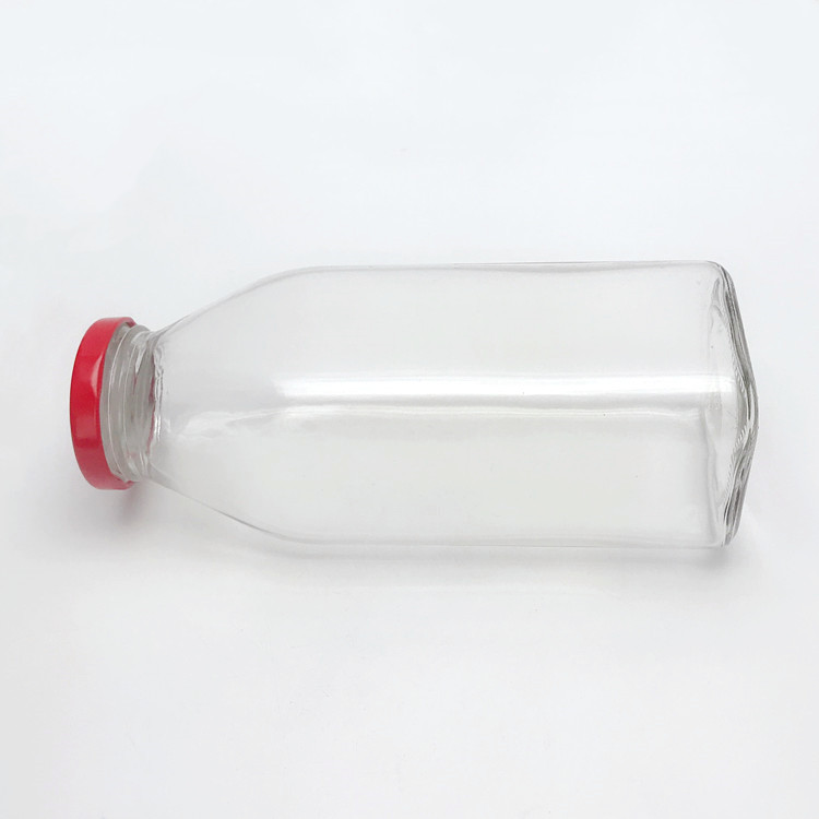 cheap 500ml square glass drinking bottle for cold brew with metal cap