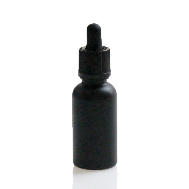 cheap Wholesale 1OZ matte black glass dropper bottles with measurement markings