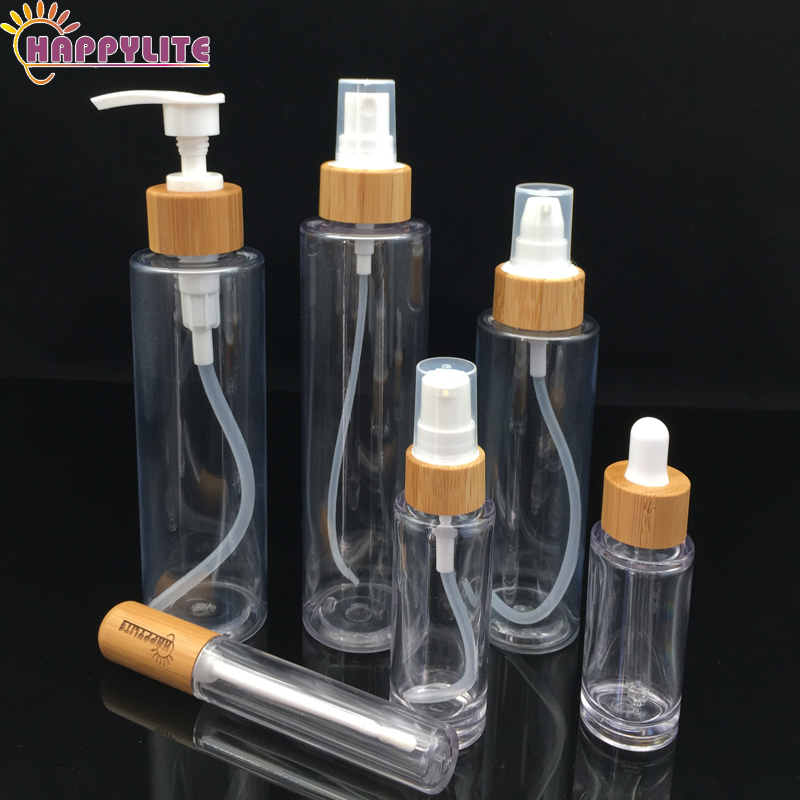 cheap and hot selling PET transparent bottle with spray lotio pump plastic bottle