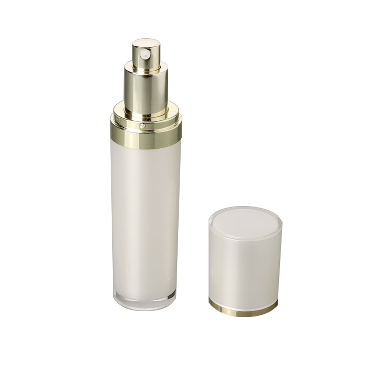 cheap decorative cosmetic packaging box 100ml round plastic acrylic bottle with pump