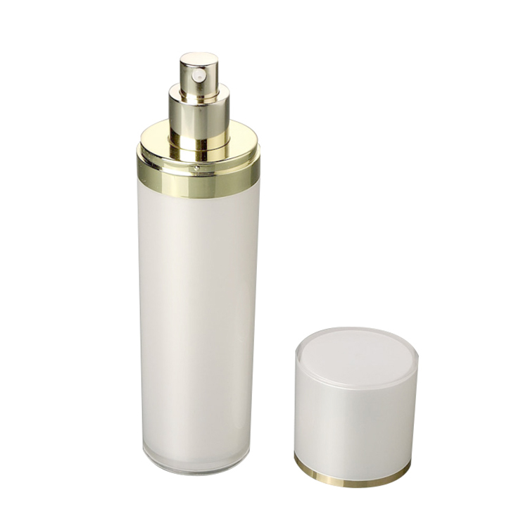 cheap decorative cosmetic packaging box 100ml round plastic acrylic bottle with pump