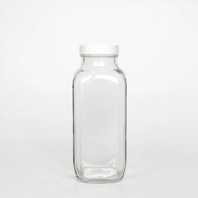 cheap price 250ml 300ml 350ml 500ml french square round glass juice bottle with screw lids