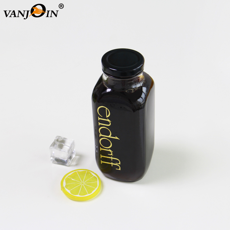 cheap price 250ml 300ml 350ml 500ml french square round glass juice bottle with screw lids