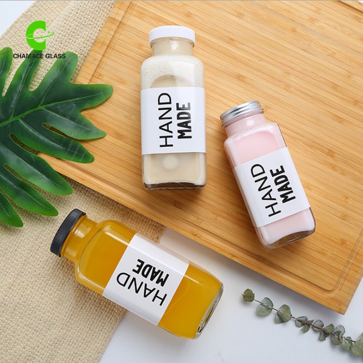 cheap price 250ml 8 oz square glass juice bottles