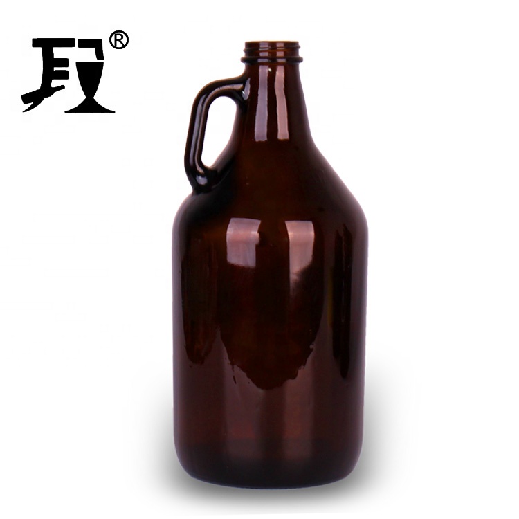 cheap price 2L 64oz amber glass growler beer wine whiskey bottle with metal screw lid