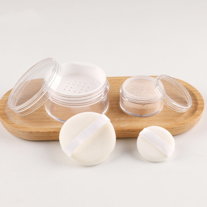 cheap price PS plastic loose powder container AS material compact loose powder jar with sifter