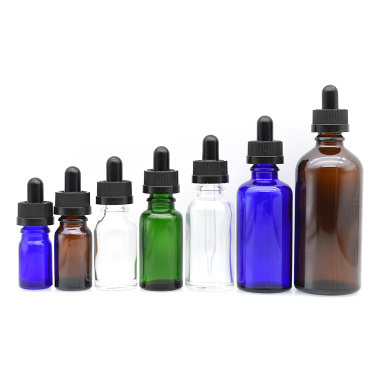 cheap price amber blue green clear 5ml 10ml 15ml 20ml 30ml 1 oz 50ml 100ml glass dropper bottle with childproof cap for cosmetic