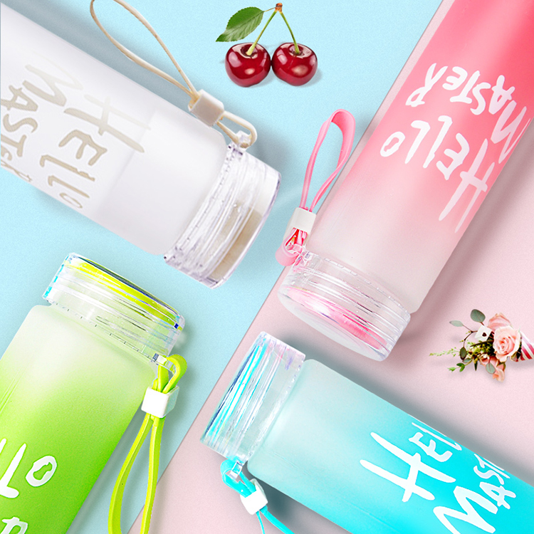 cheap price frost glass water bottle with the lift rope for beverage