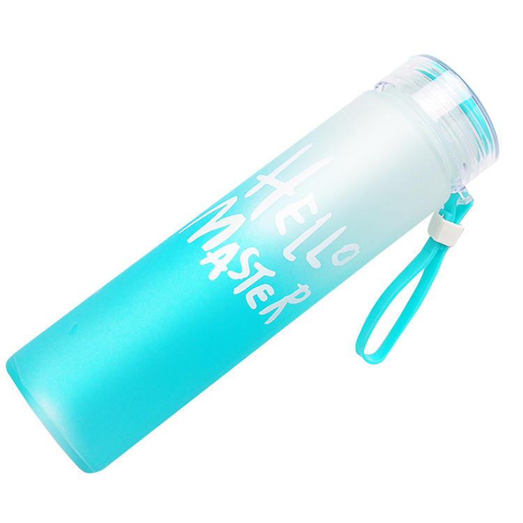 cheap price frost glass water bottle with the lift rope for beverage