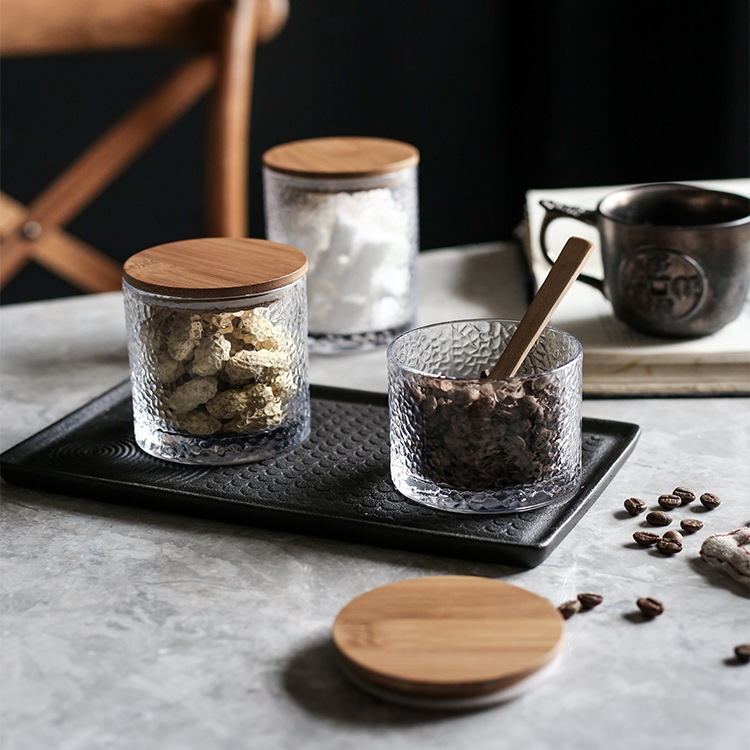 chic clear multiple function size stria hammer eye lead-free glass storage jar