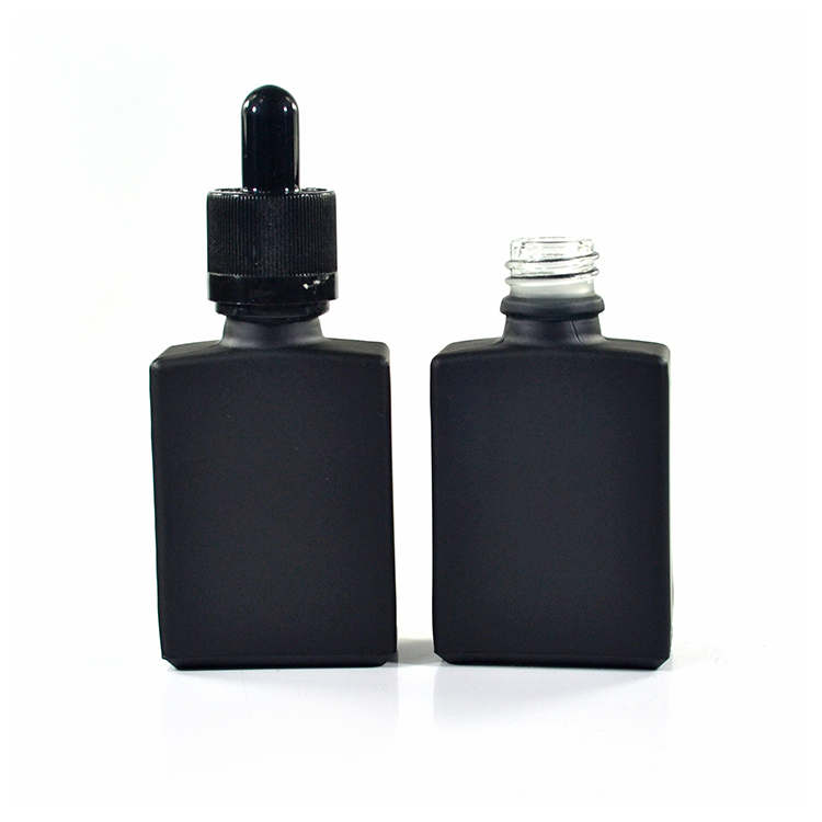 child Resistant Glass Dropper beard oil bottles 15ml 30ml 50ml 1oz black frosted rectangle glass dropper bottle