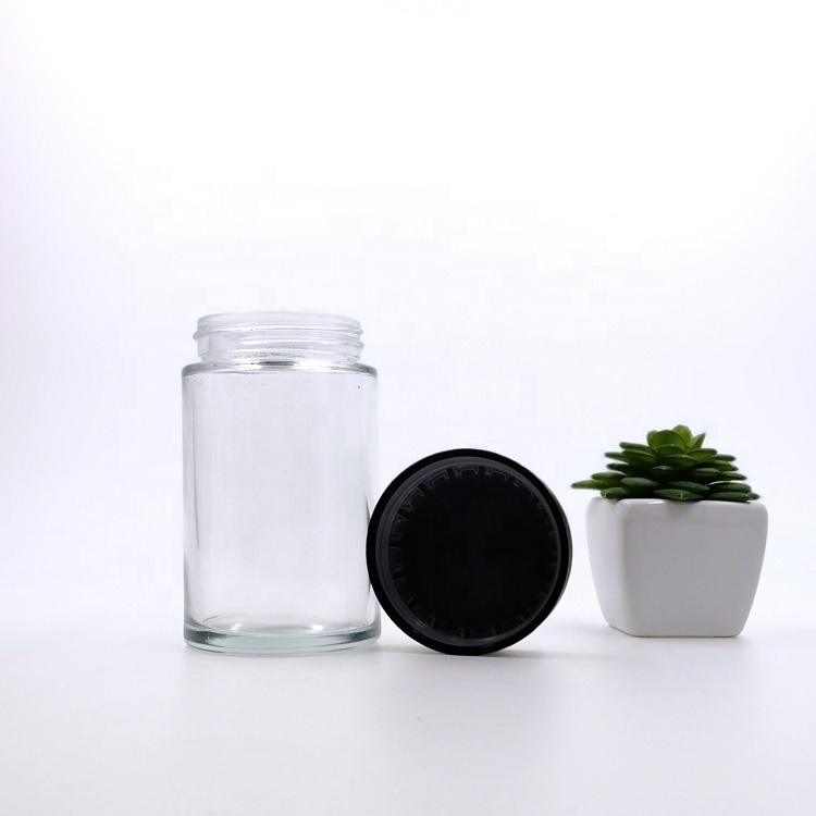 child proof jar bottle 180ml 6oz 59D 100H wide mouth empty glass CR container with child resistant lid cap 1oz 2oz 3oz 4oz 8oz
