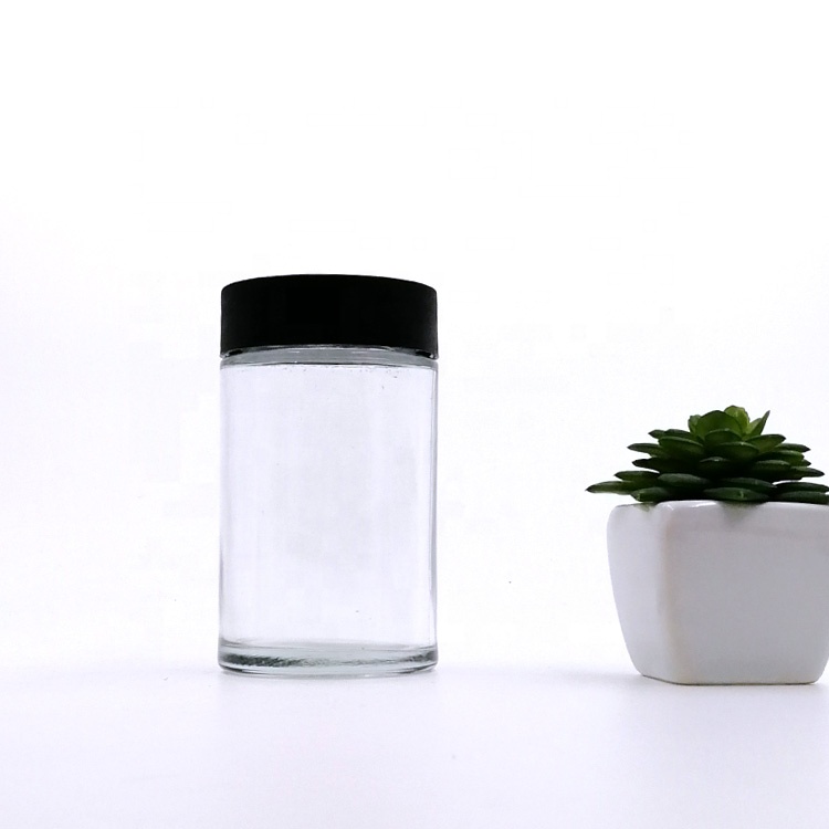 child proof jar bottle 180ml 6oz 59D 100H wide mouth empty glass CR container with child resistant lid cap 1oz 2oz 3oz 4oz 8oz