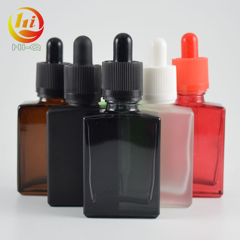 child proof rectangle dropper bottle pipette 30ml 50ml flat square glass bottle