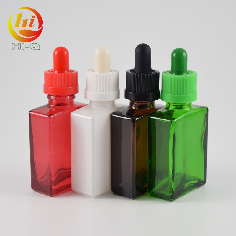 child proof rectangle dropper bottle pipette 30ml 50ml flat square glass bottle