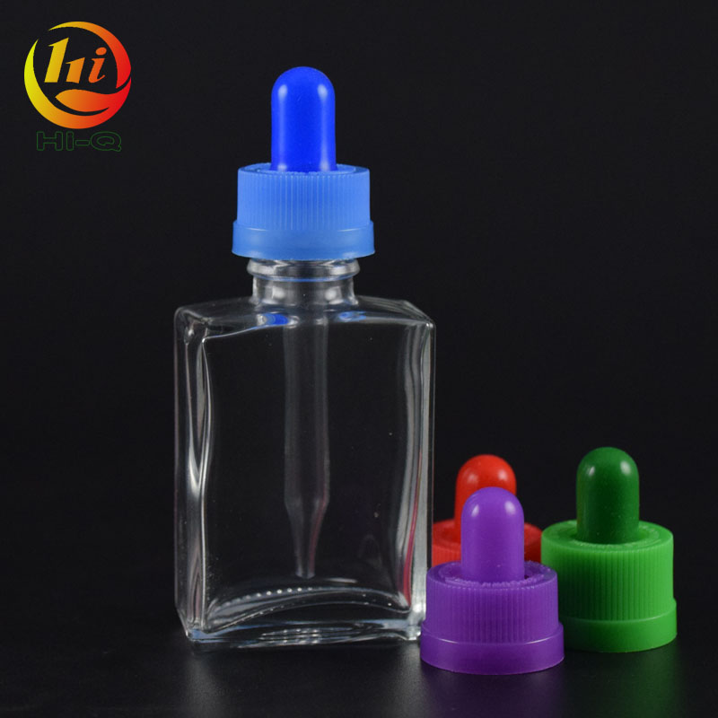 child proof rectangle dropper bottle pipette 30ml 50ml flat square glass bottle