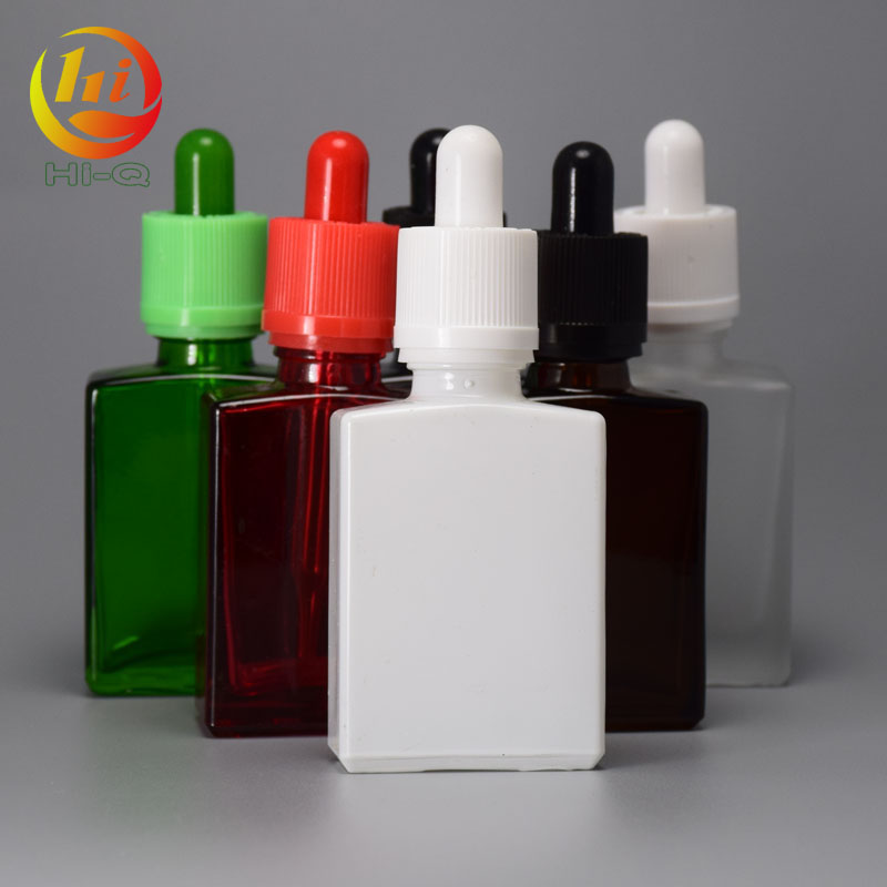 child proof rectangle dropper bottle pipette 30ml 50ml flat square glass bottle