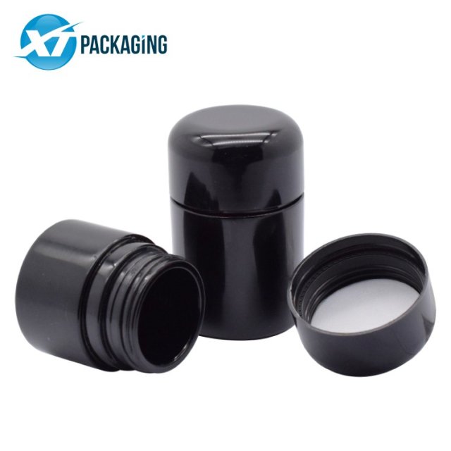 child protective lid of 5oz 6oz black arched glass jar Custom print logo in glass bottle