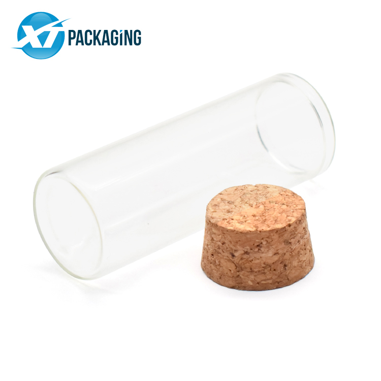 child resistant CR glass tube with cork lid smell proof airtight glass bottle for food tea coffee china package manufacturer