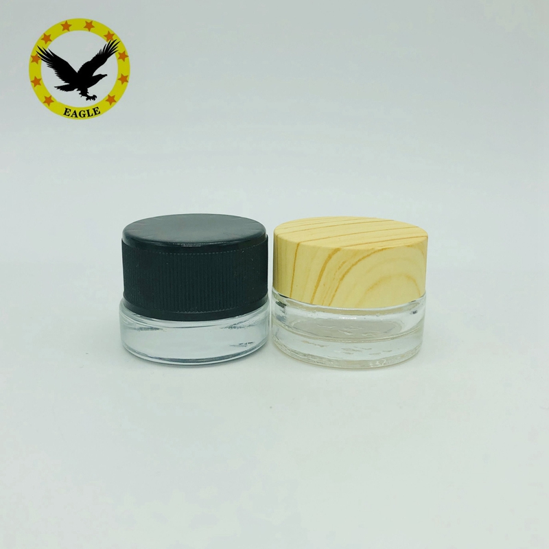 child resistant bottle Low Profile 9ml glass Concentrate jar with Black Lid Air tight container for medical oils rosins waxes