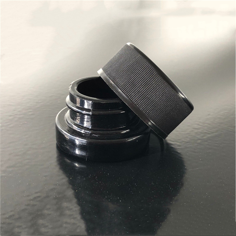 child resistant bottle Low Profile 9ml glass Concentrate jar with Black Lid Air tight container for medical oils rosins waxes