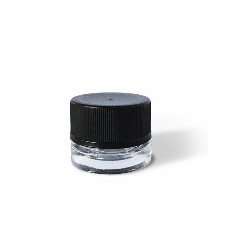 child resistant bottle Low Profile 9ml glass Concentrate jar with Black Lid Air tight container for medical oils rosins waxes