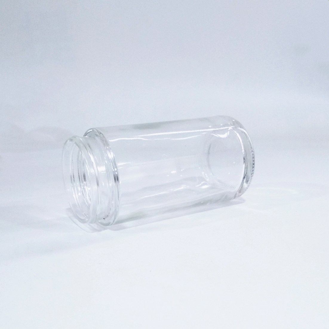 child resistant clear 8oz glass jar with lid