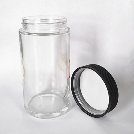 child resistant clear 8oz glass jar with lid