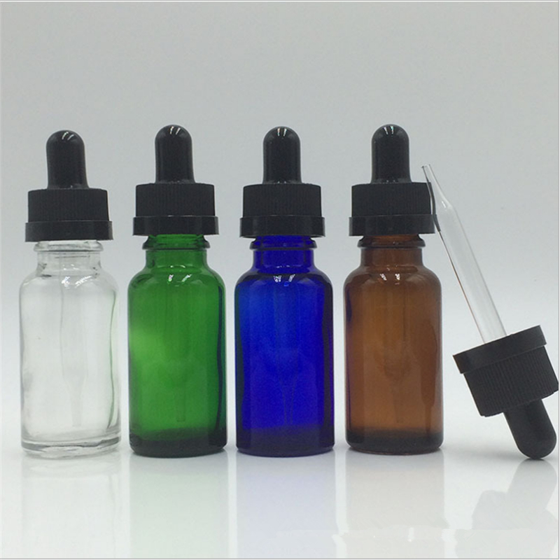 childproof cap 5ml 10ml 15ml 20ml 30ml 50ml 60ml 100ml 120ml clear amber black green blue white gold glass dropper bottles