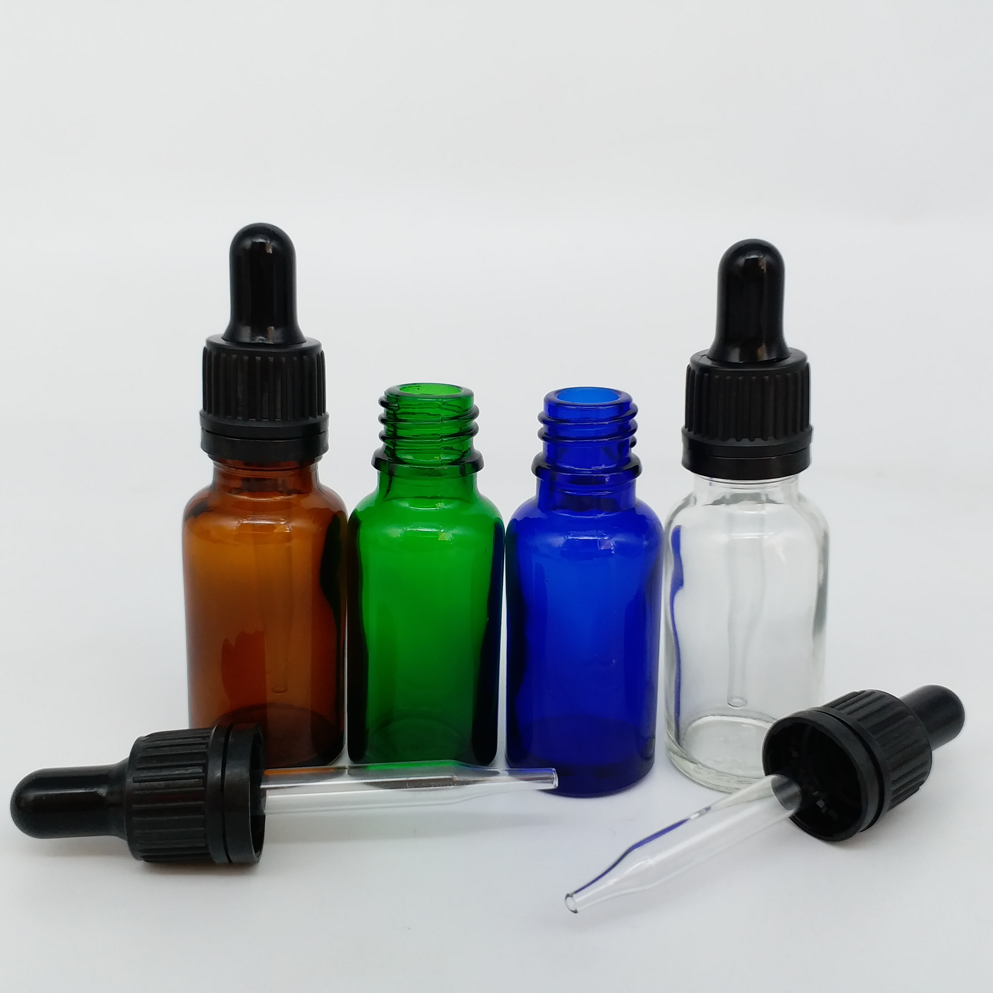 childproof cap 5ml 10ml 15ml 20ml 30ml 50ml 60ml 100ml 120ml clear amber black green blue white gold glass dropper bottles