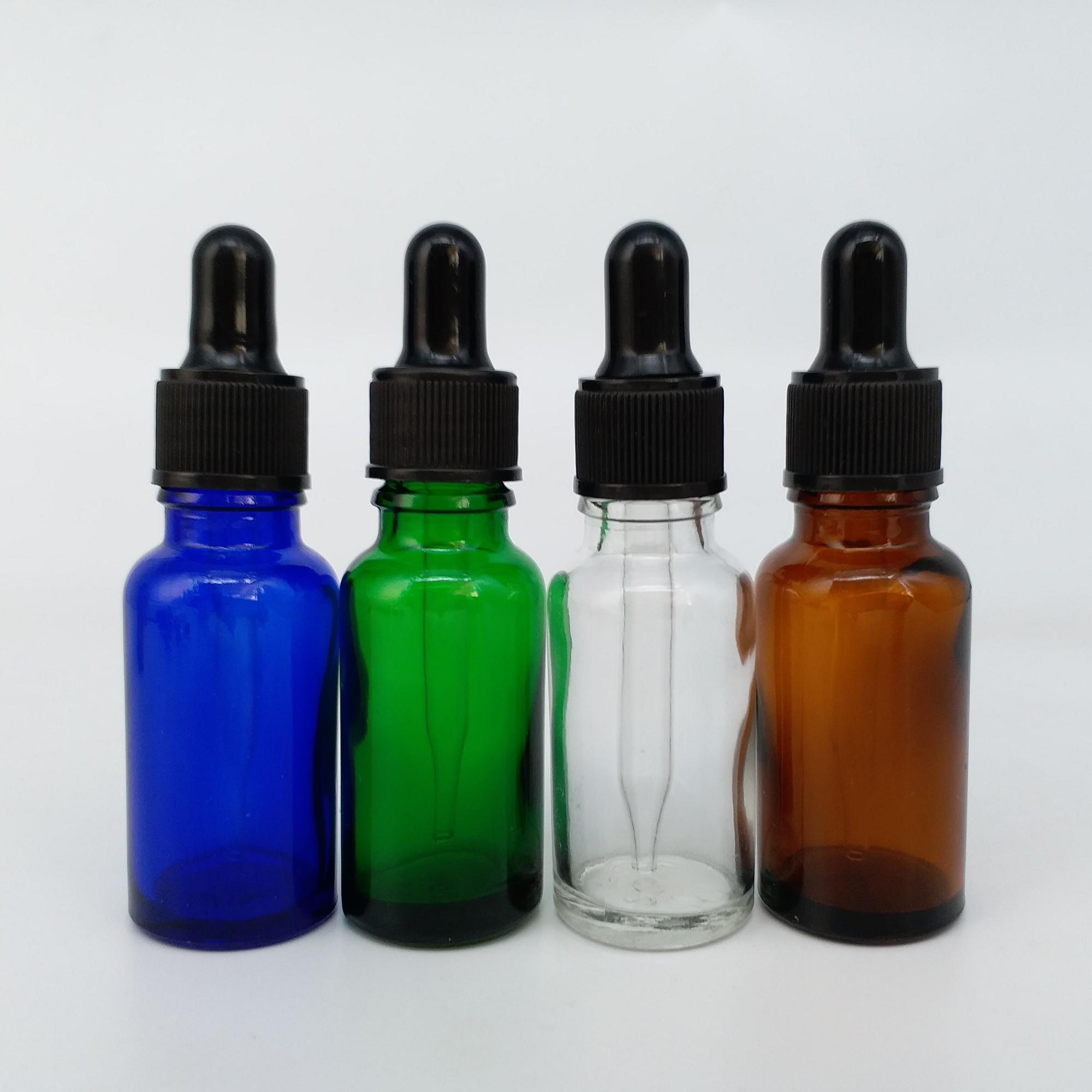 childproof cap 5ml 10ml 15ml 20ml 30ml 50ml 60ml 100ml 120ml clear amber black green blue white gold glass dropper bottles