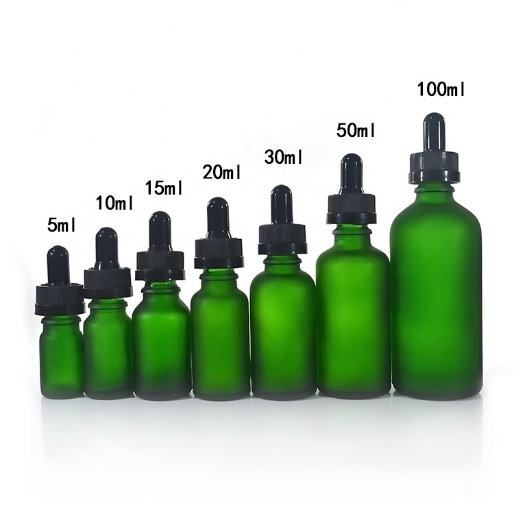 childproof cap amber green blue frosted glass dropper bottle for cbd thincture oil