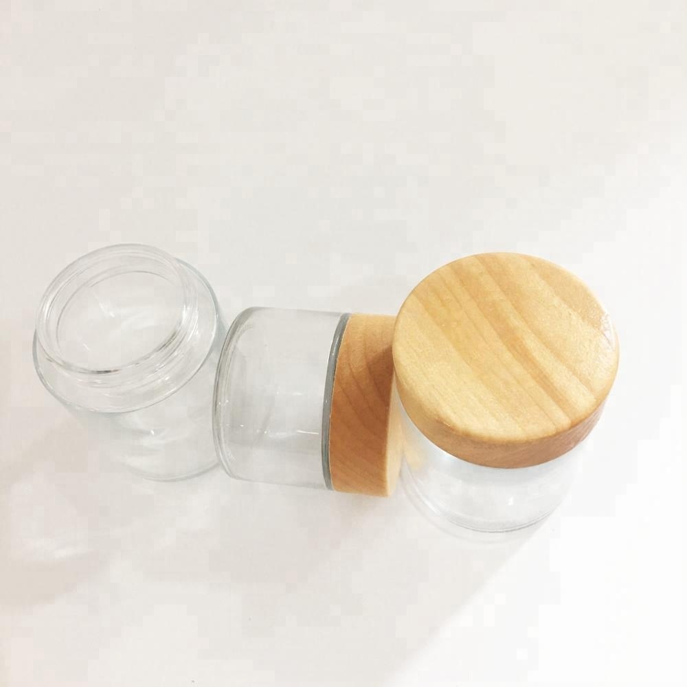 childproof packaging clear round packaging container bottle child resistant bottle with bamboo lid