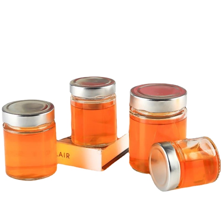 chilly sauce health food honey storage glass jar straight round glass bottle with high lid 200ml 250ml 350ml