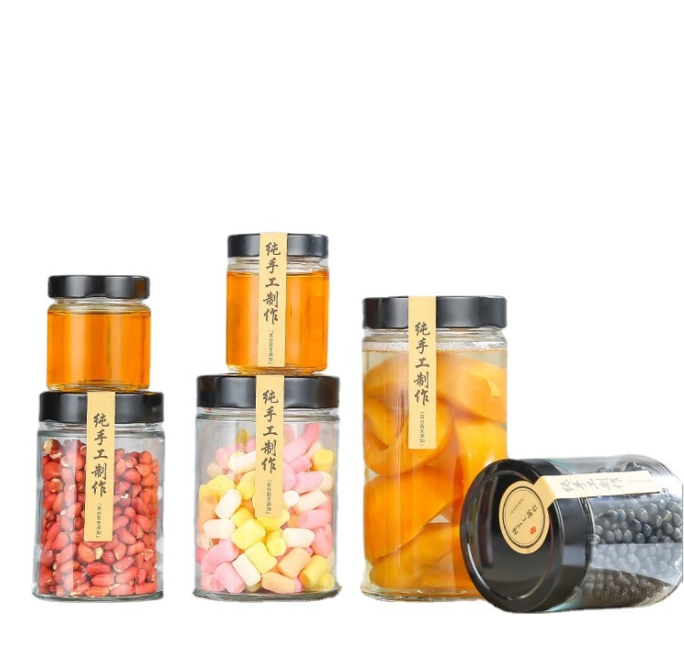 chilly sauce health food honey storage glass jar straight round glass bottle with high lid 200ml 250ml 350ml