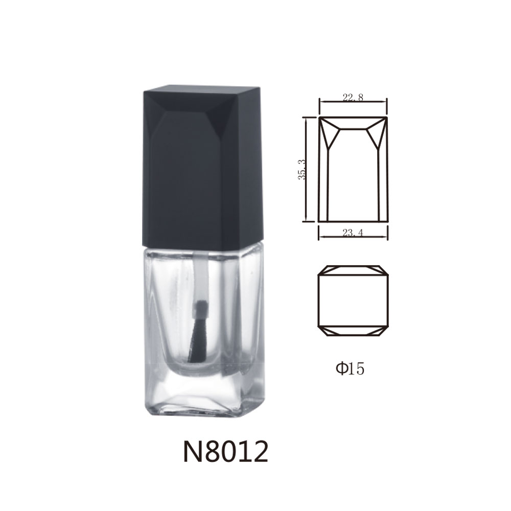 china factory outlets custom 10ml 12ml 15ml clear empty gel nail polish glass bottle with diamond caps and black dupont brush