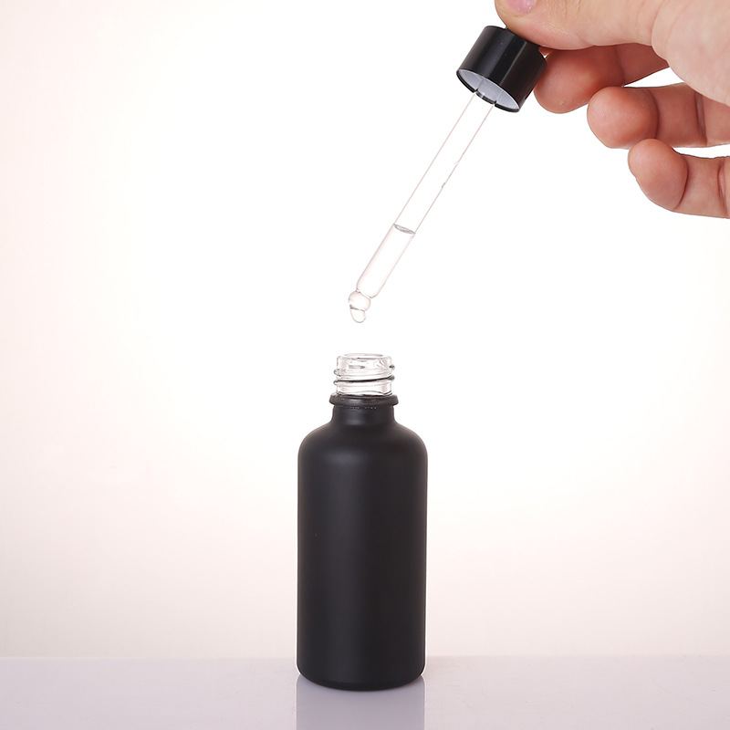 china supplier 5ML 10ML 15ML 20ML 30ML 50ML 100ML Coated frosted matte black glass essential oil Glass dropper bottles for sale