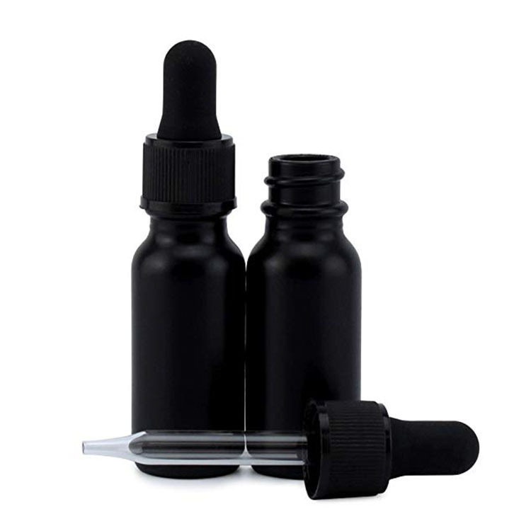 china supplier 5ML 10ML 15ML 20ML 30ML 50ML 100ML Coated frosted matte black glass essential oil Glass dropper bottles for sale